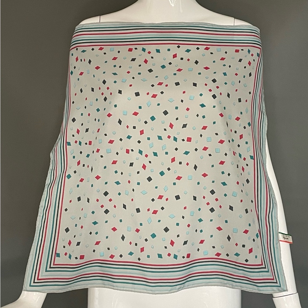 Vintage 70s Scarf Playful Confetti Like Print 21 I. sq. Excellent Condition